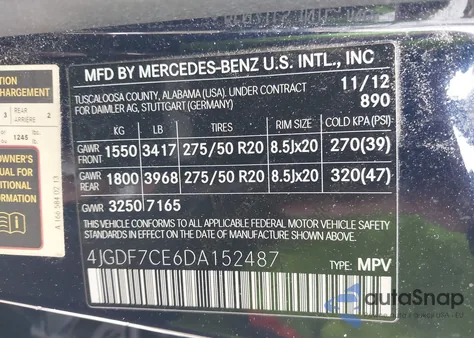 2013 Mercedes-Benz Gl 450 4Matic z USA, uszkodzony, nr VIN 4JGDF7CE6DA152487